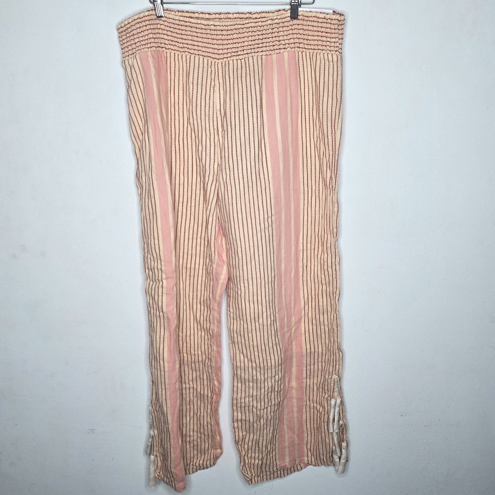 Soft Surroundings Talamanca Wide Leg Pants Striped Tassels Beachy NWT Size 1X